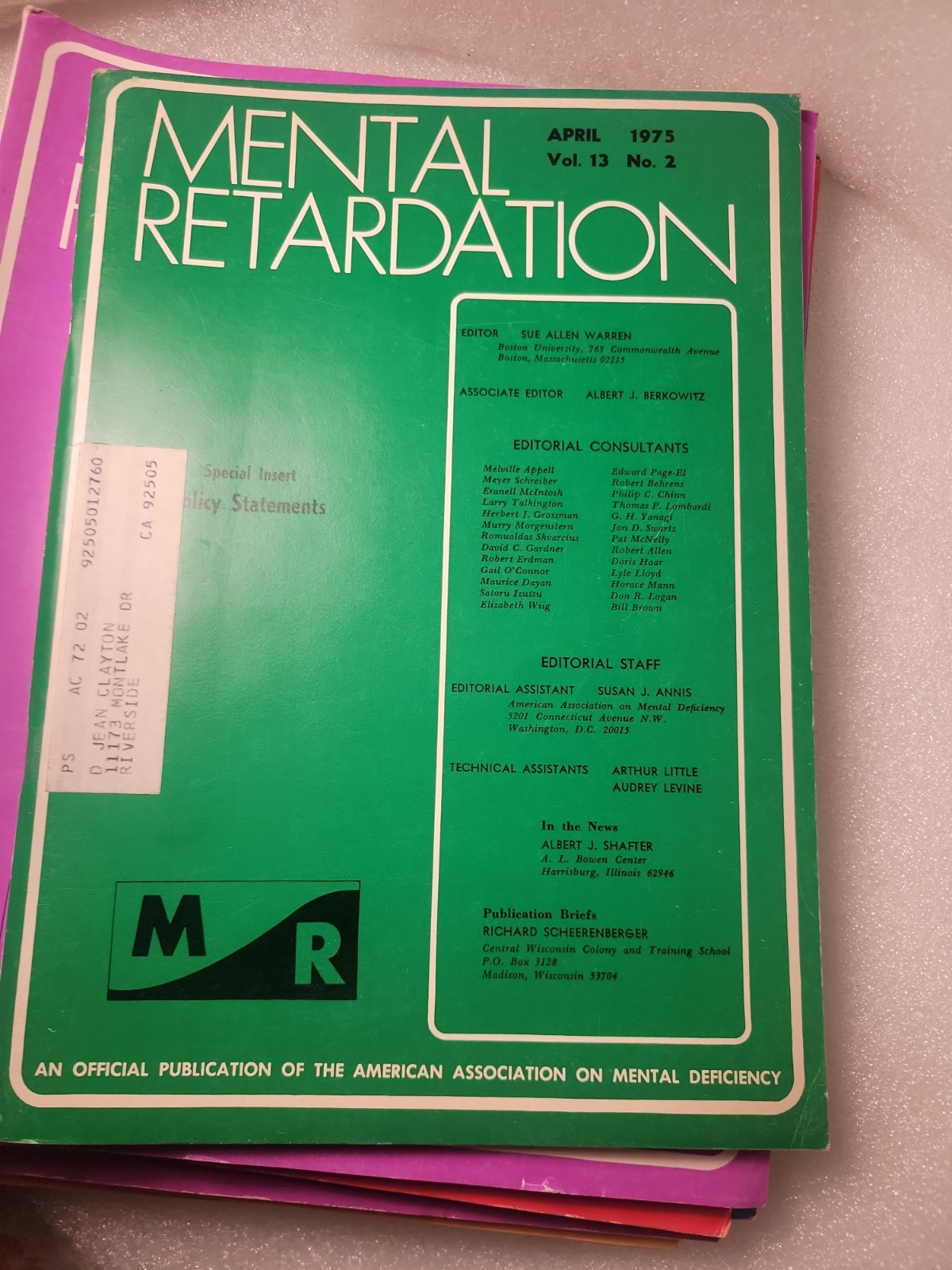 12pcs LOT! RARE FIND! Mental Retardation AAMD Magazines Publications