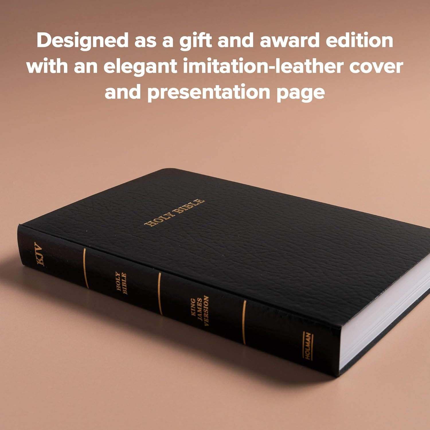 KJV Gift and Award Bible, Black Imitation Leather, KJV Holy Bible, Red Letter, P