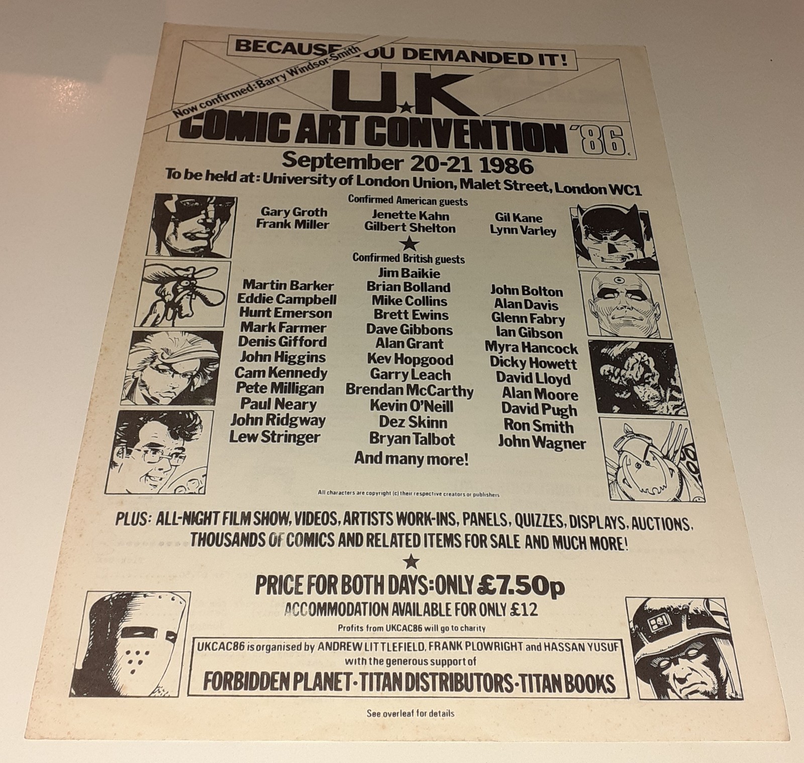 UKCAC 1986 PORTFOLIO Alan Moore Frank Miller Brian Bolland Batman Joker Watchmen