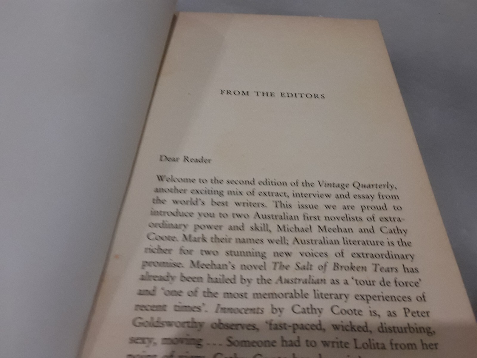 The Vintage Quarterly Number two / Winter 1999 Paperback Book