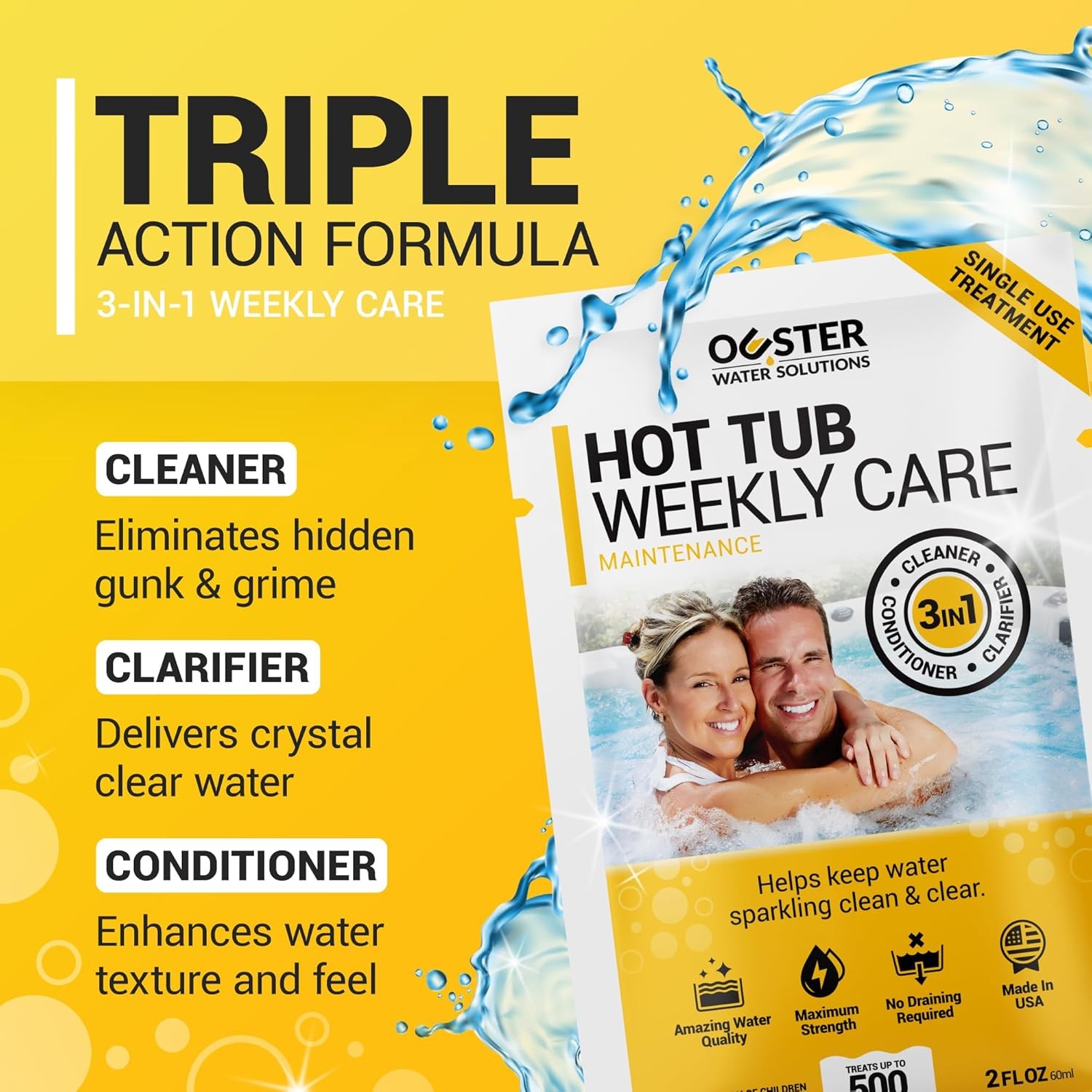 3-In-1 Weekly Hot Tub Chemicals & Spa Chemicals – Cleaner Clarifier Conditioner