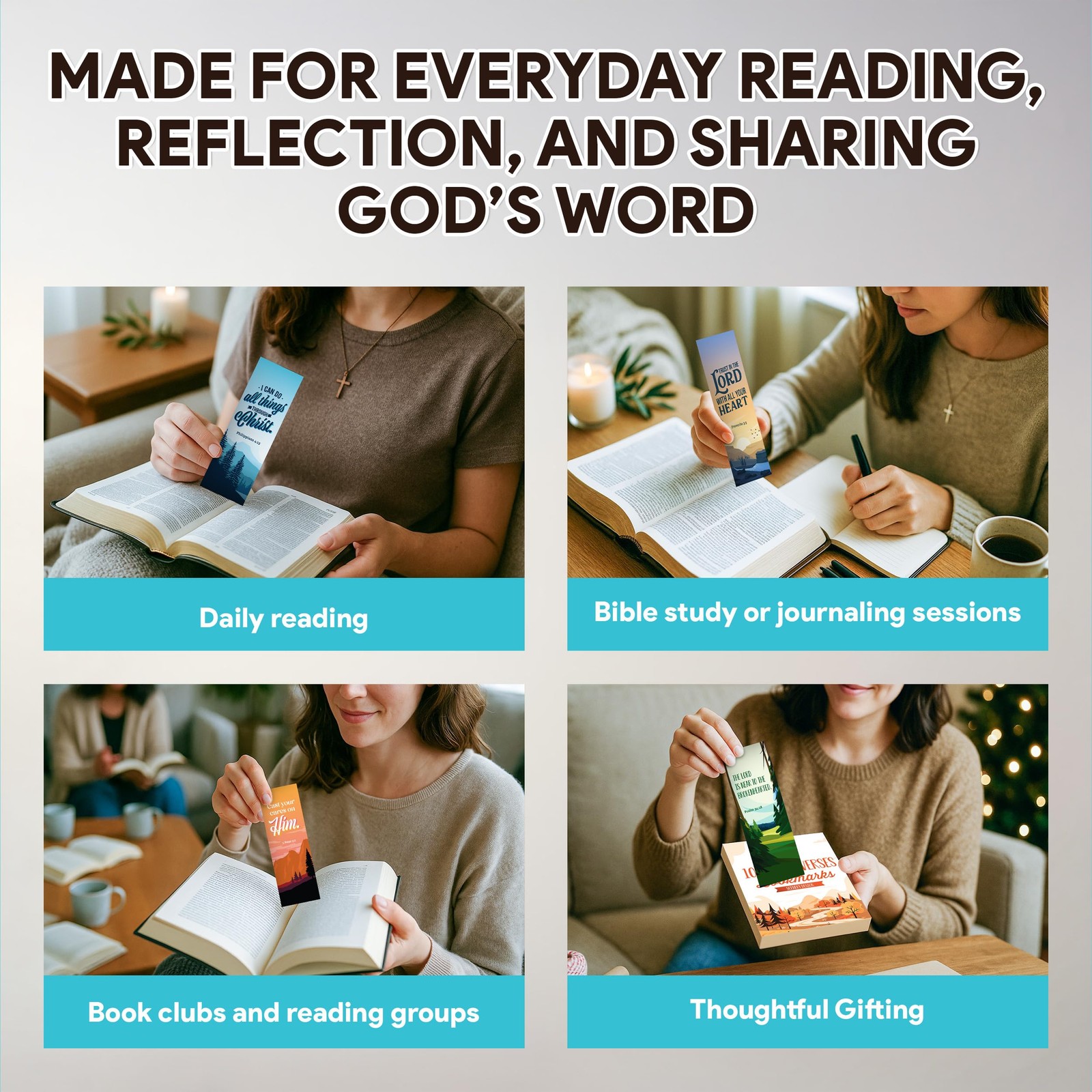 Decorably 100 Pack 2×6.5in Christian Bookmarks for Women and Men – Multicolor