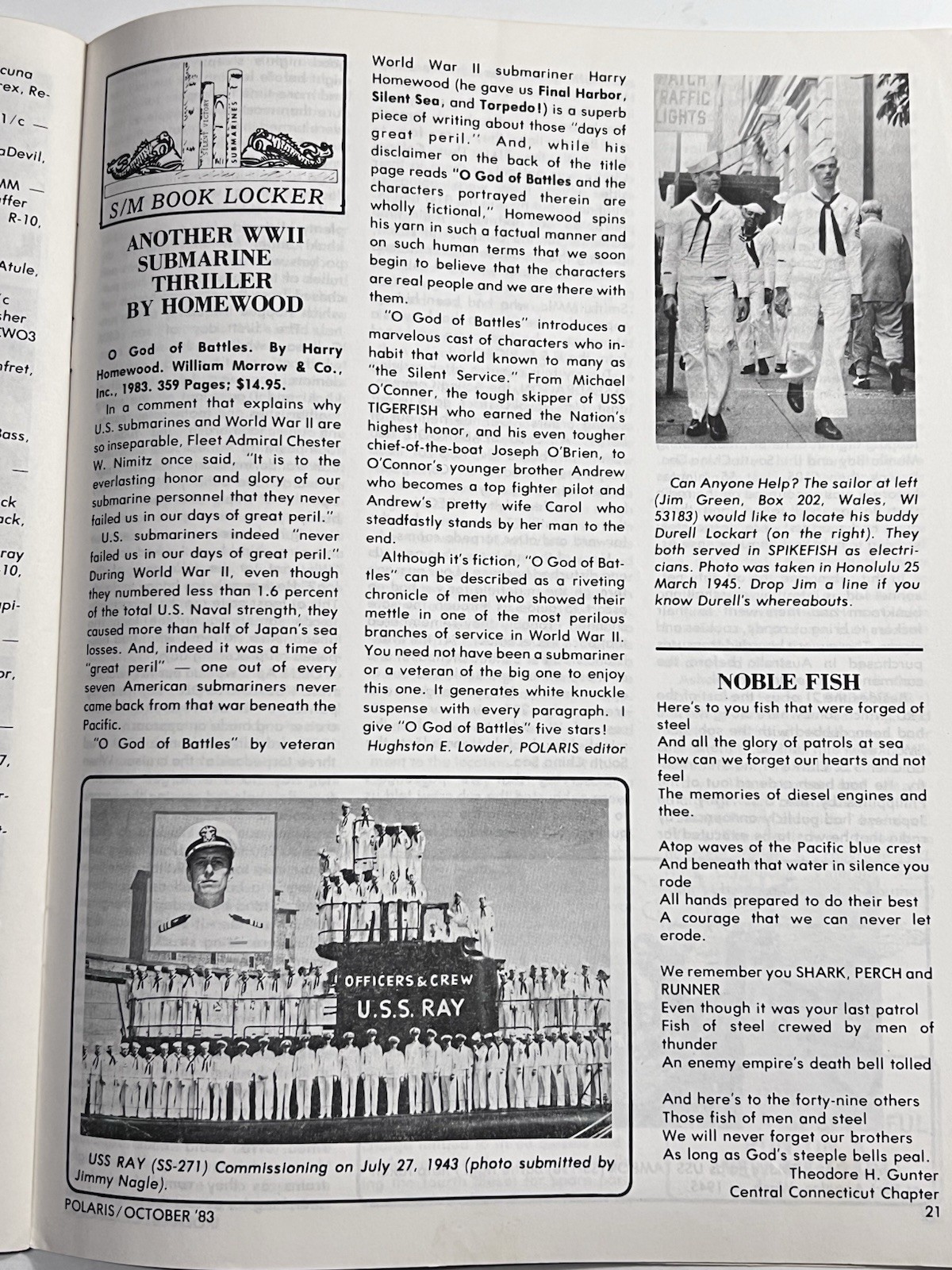 1983 Polaris Magazine WW2 U.S. Submarine Veterans Memorial Vol 27 No 5 October