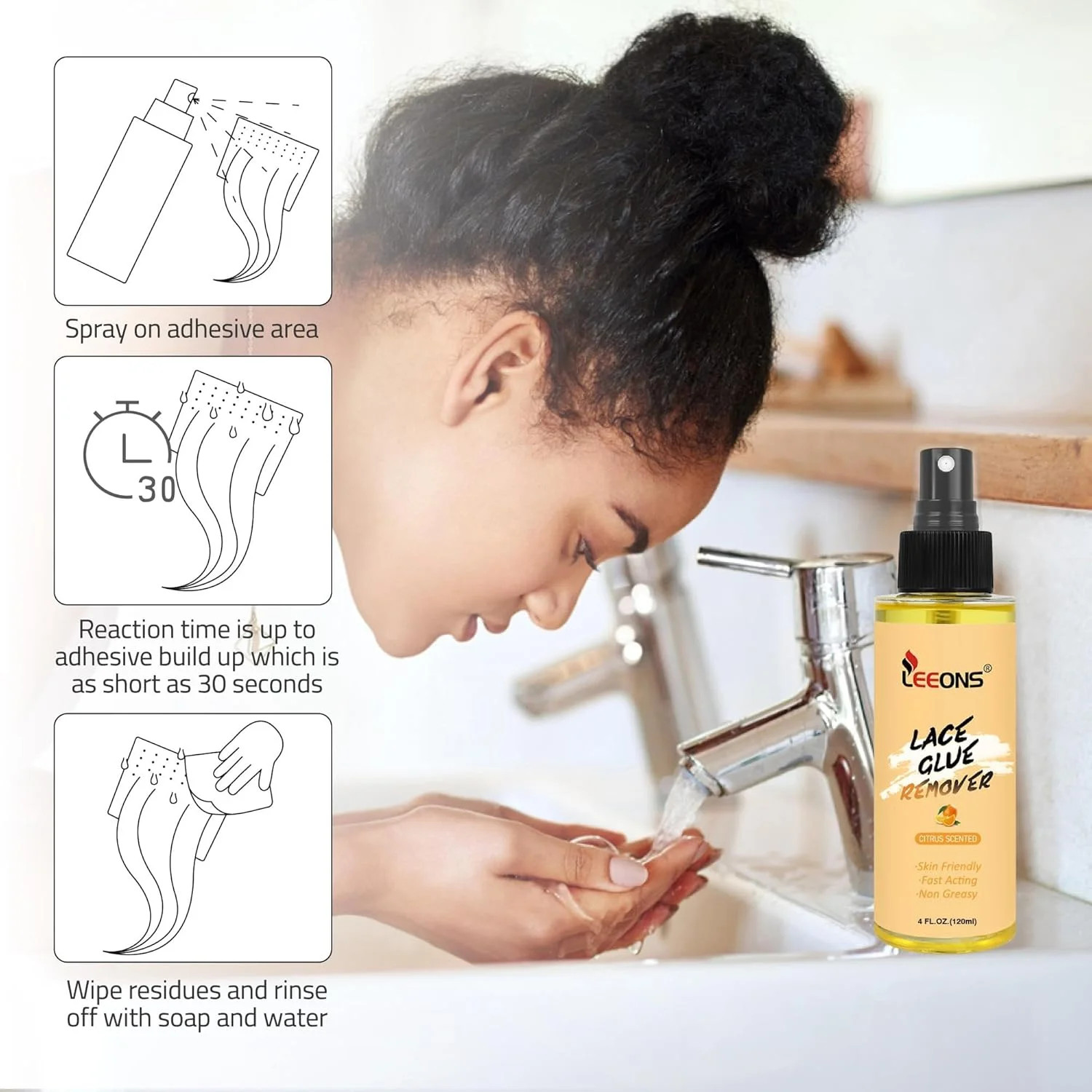 4OZ/120ML Tape Lace Remover Fast Acting/Bond Release Spray/Residue Removal Solut