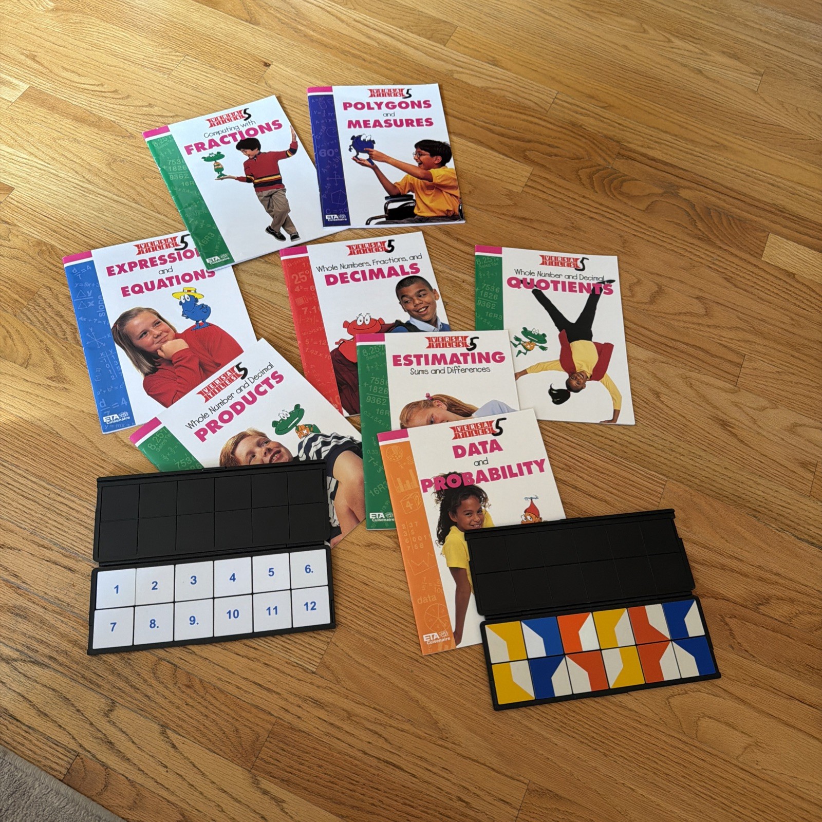 Versa Tiles Math Level 5 – 8 Books & 2 Tile Case Sets Homeschooling Tutoring