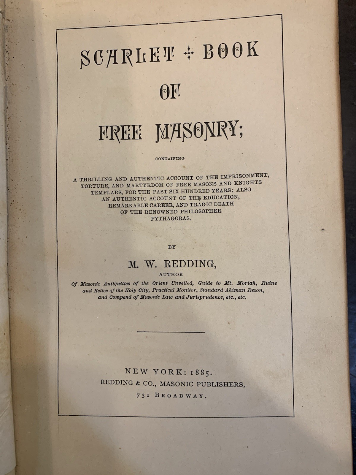 Scarlet Book Of Free Masonry Redding 1800s Book New York –
