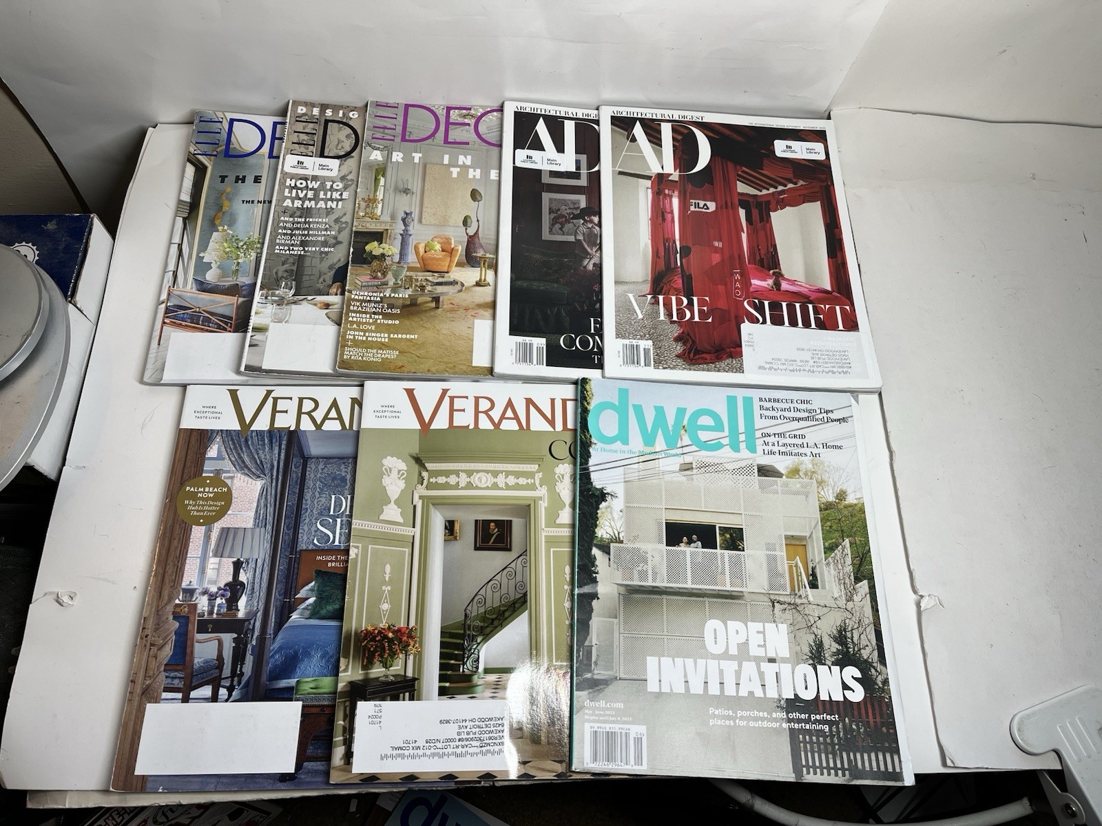 ELLE DECOR Veranda Dwell AD Magazines Lot of 8 Issues Ex-Library 2025