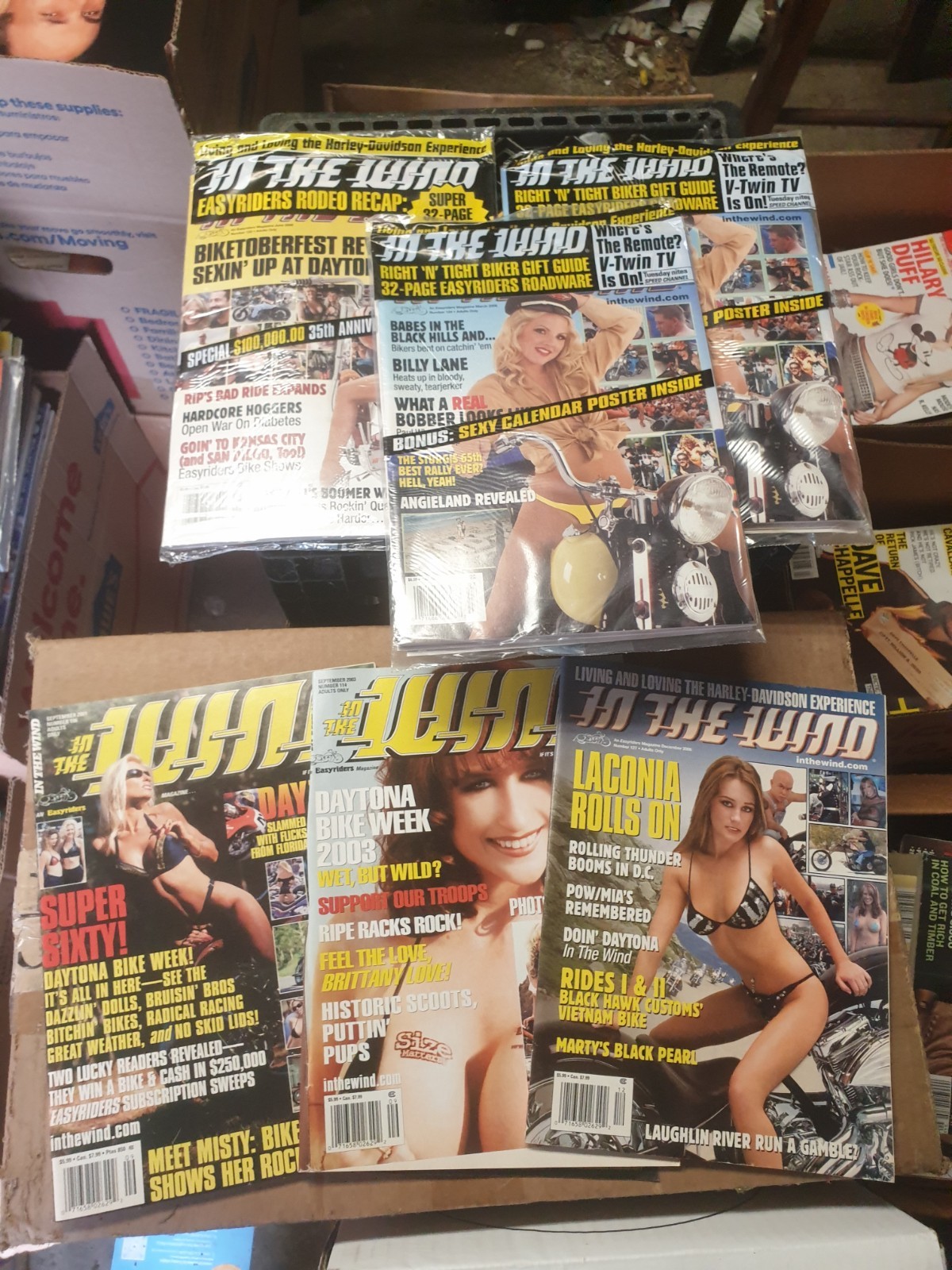 Lot 14: Vintage Biker In The Wind Custom Chopper Easyriders Magazines +Calendars