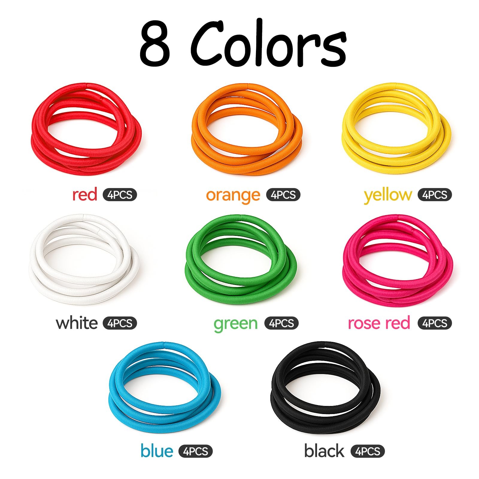 Ithyes 32Pcs hair ties for Women Thick Hair,4mm Elastic 1 Count (Pack of 32)
