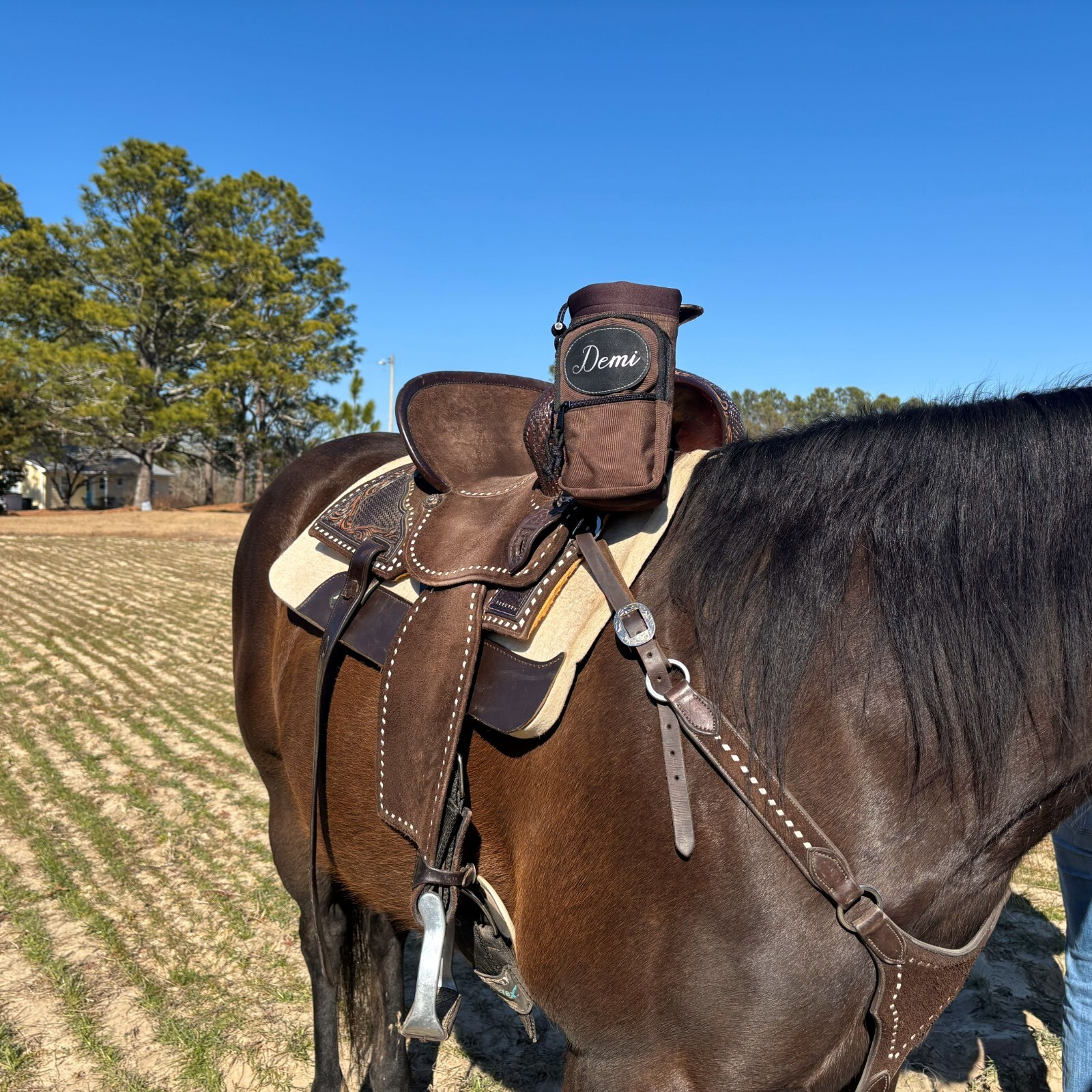 Personalized Horse Saddle Water Bottle Holder, Brown, Multi Pocket Saddle Holder