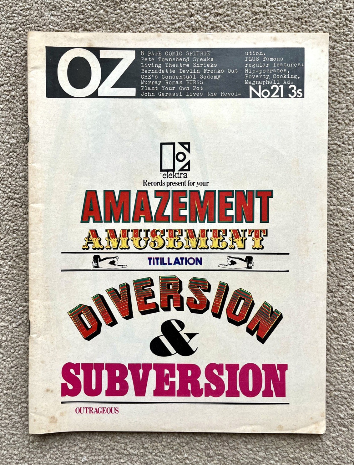 OZ MAGAZINE No.21 with Outcry and Running Man inserts.
