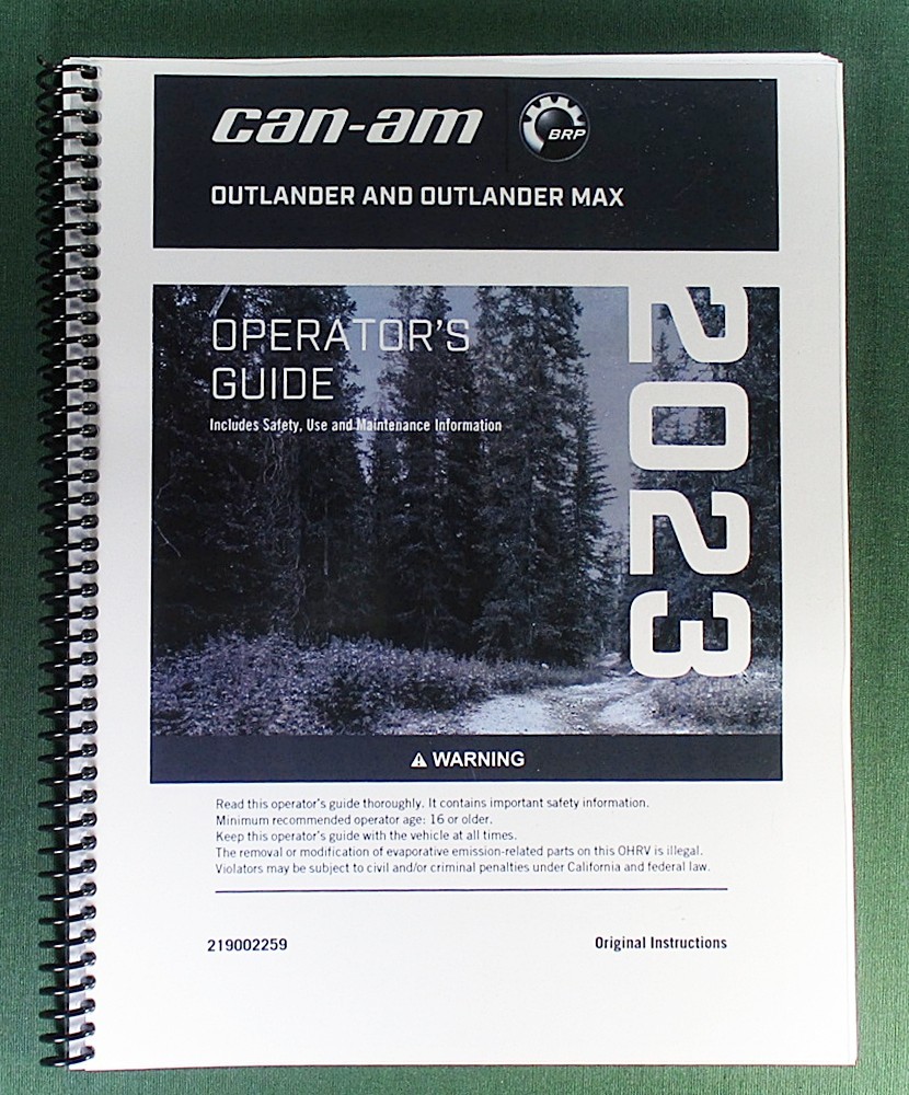 2023 Can-Am Outlander MAX 570 DPS Owner’s Manual: 284 Pages & Protective Covers