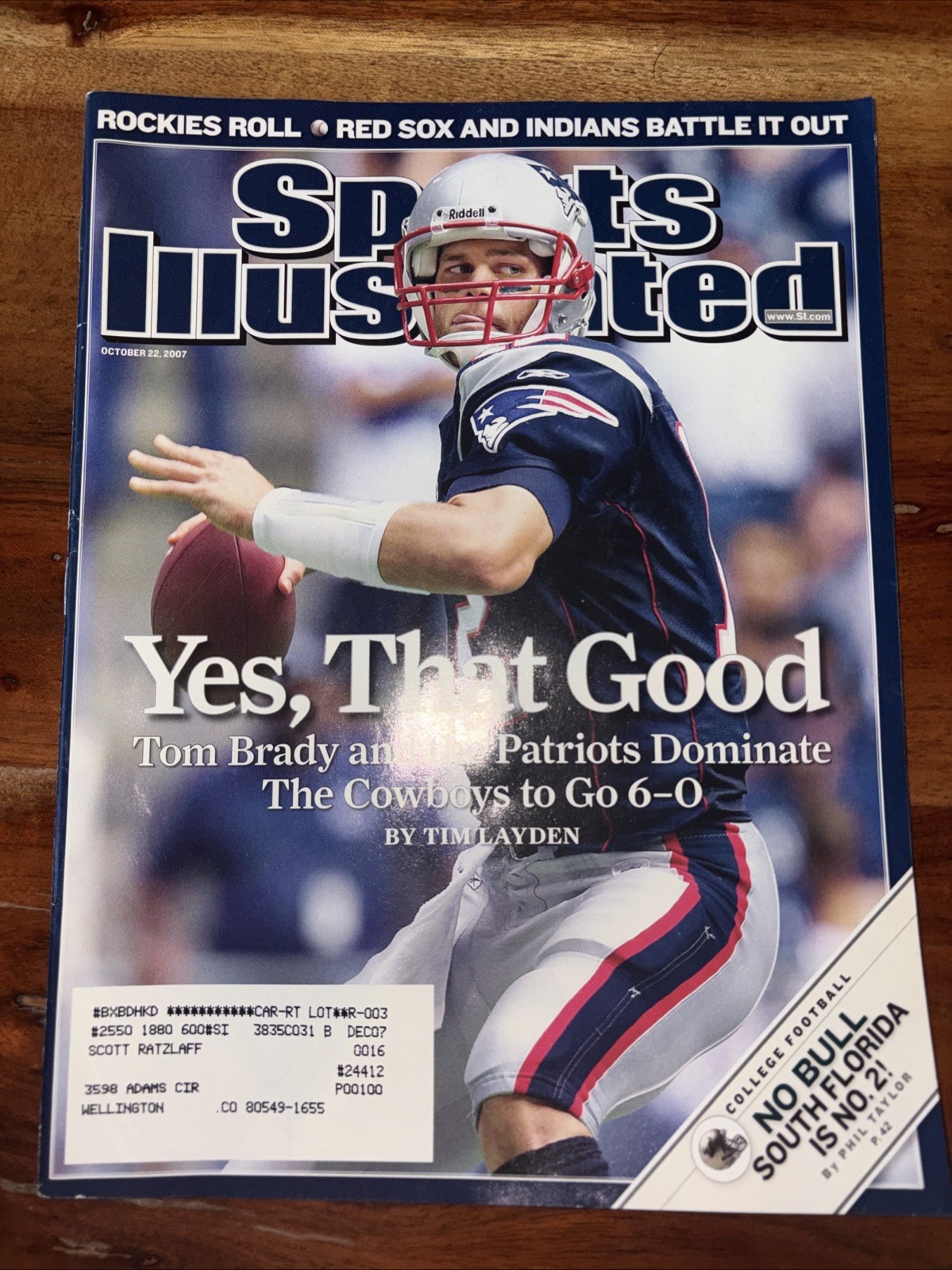 Sports Illustrated, October 22, 2007, Tom Brady cover (#1190-1)