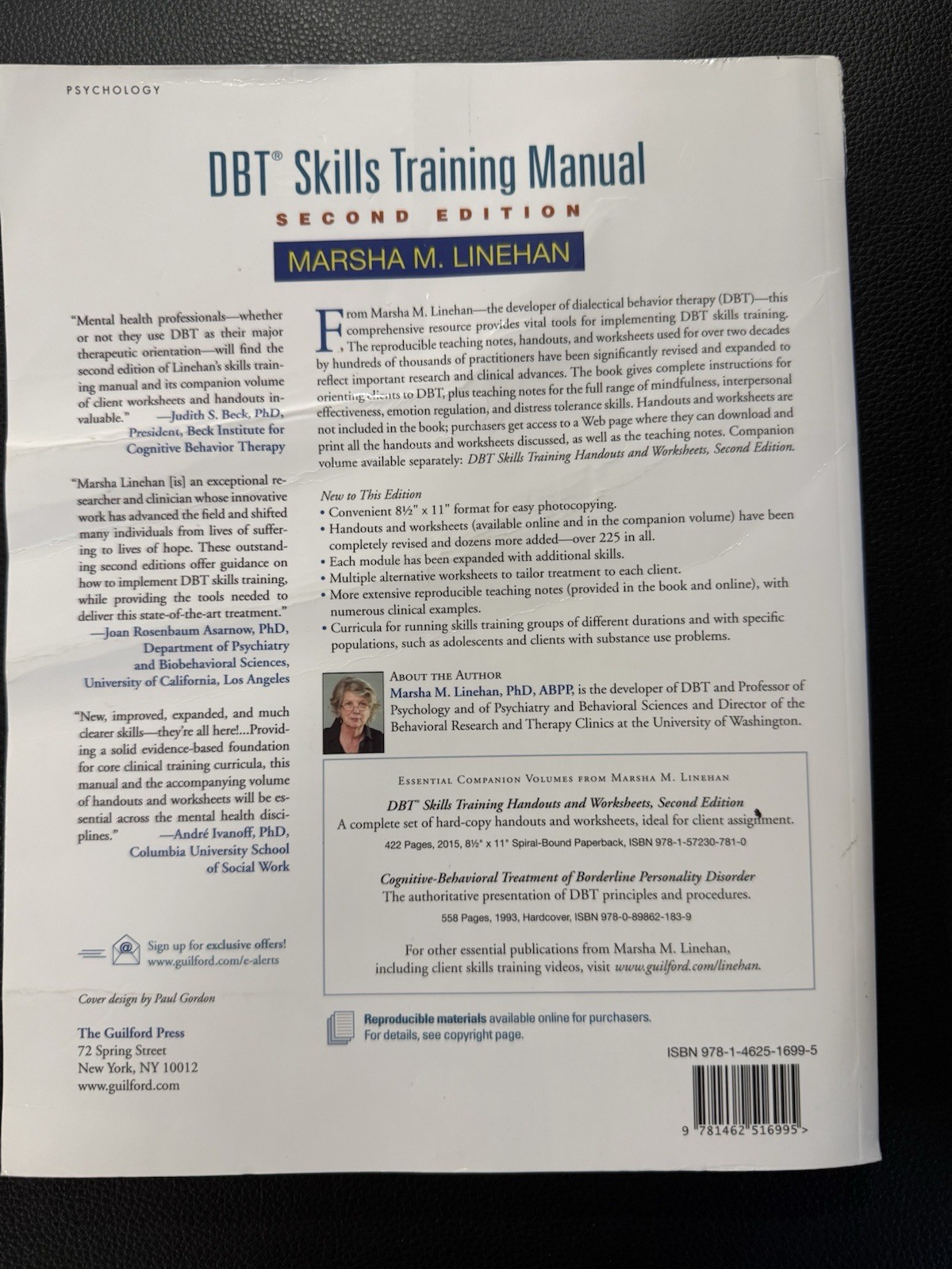 DBT Skills Training Manual Paperback by Marsha M. Linehan 2nd Edition—NO NOTES
