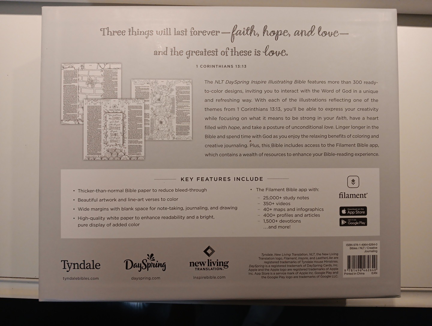 NLT DaySpring Inspire Illustrating Bible Filament Enabled -Spiral Bound- New
