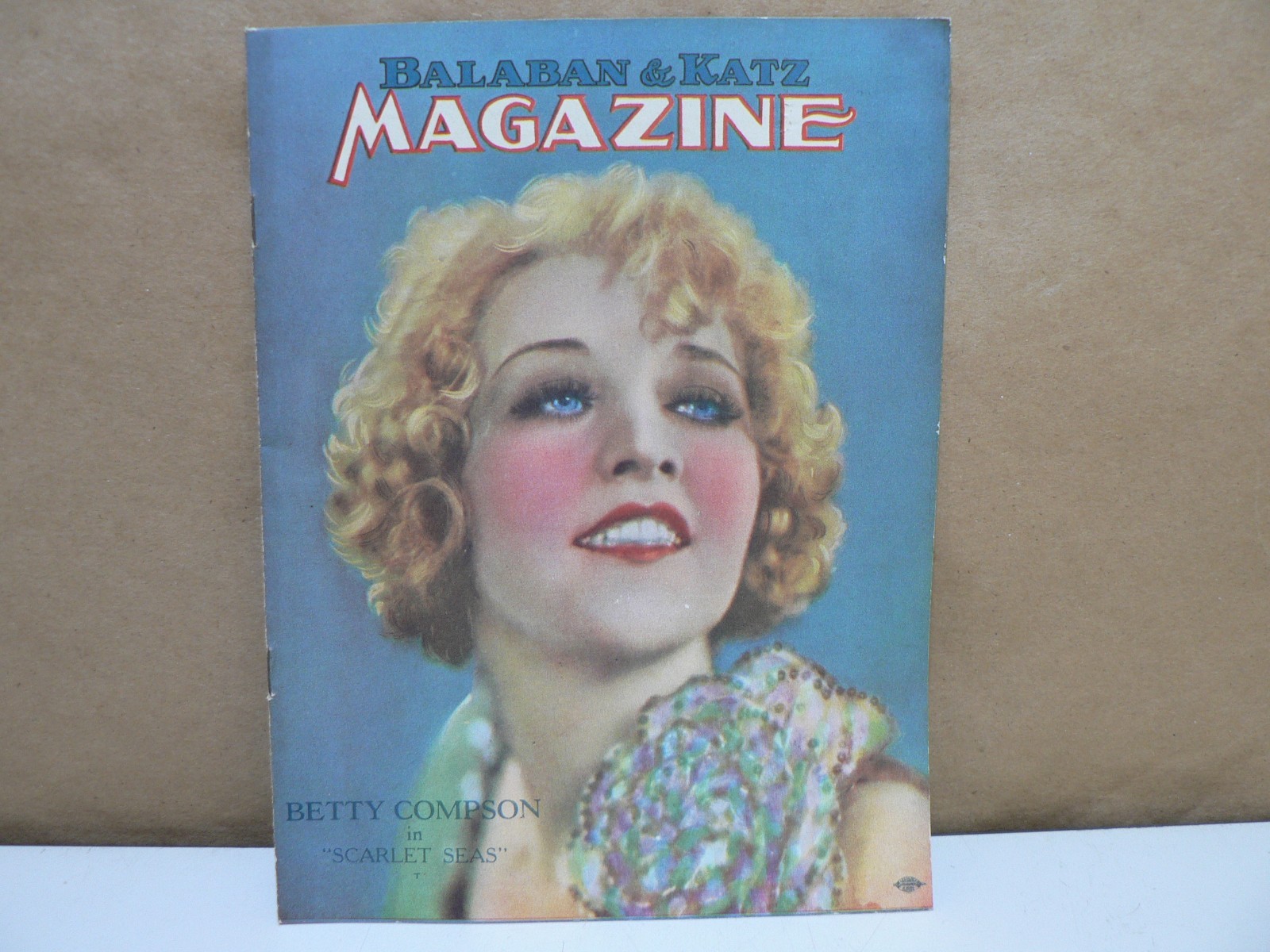 Vintage 1920’s Balaban & Katz Magazine Betty Compson Front Cover