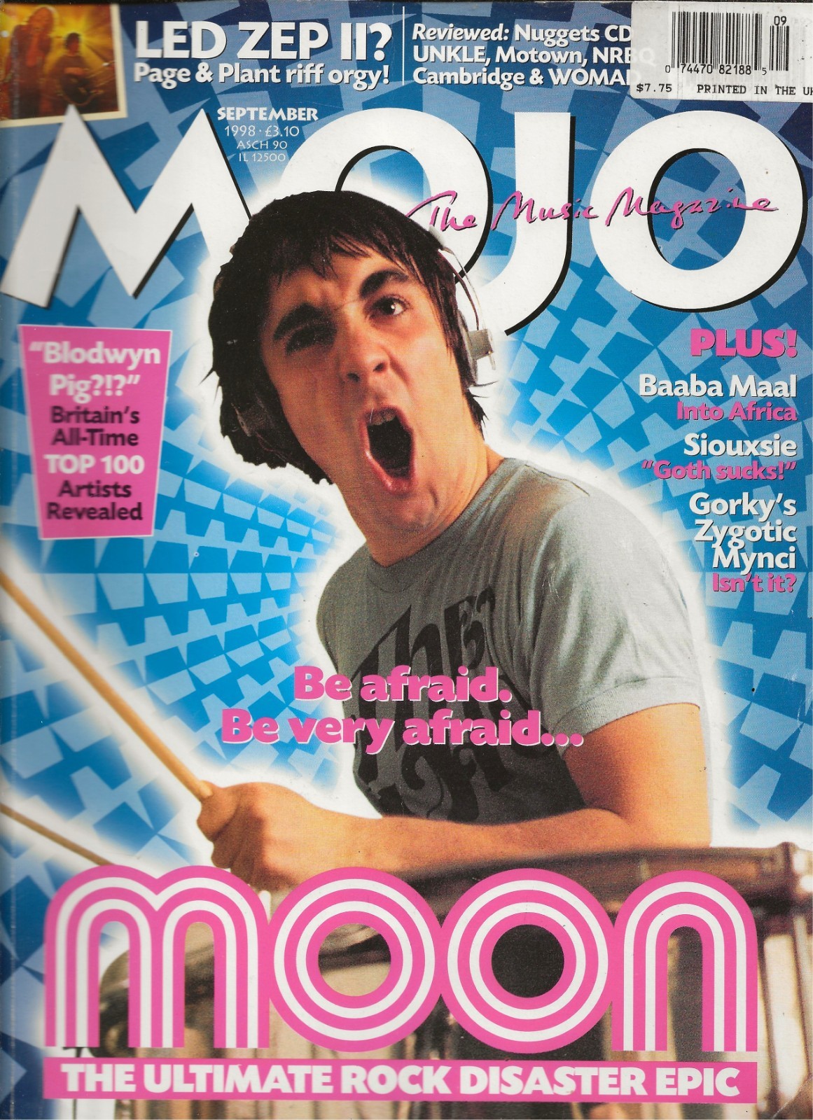 MOJO SEP 1998 ~KEITH MOON /BOB MOULD/GORKY’S ZYGOTIC MYNCI/PAGE & PLANT/ARCHIES