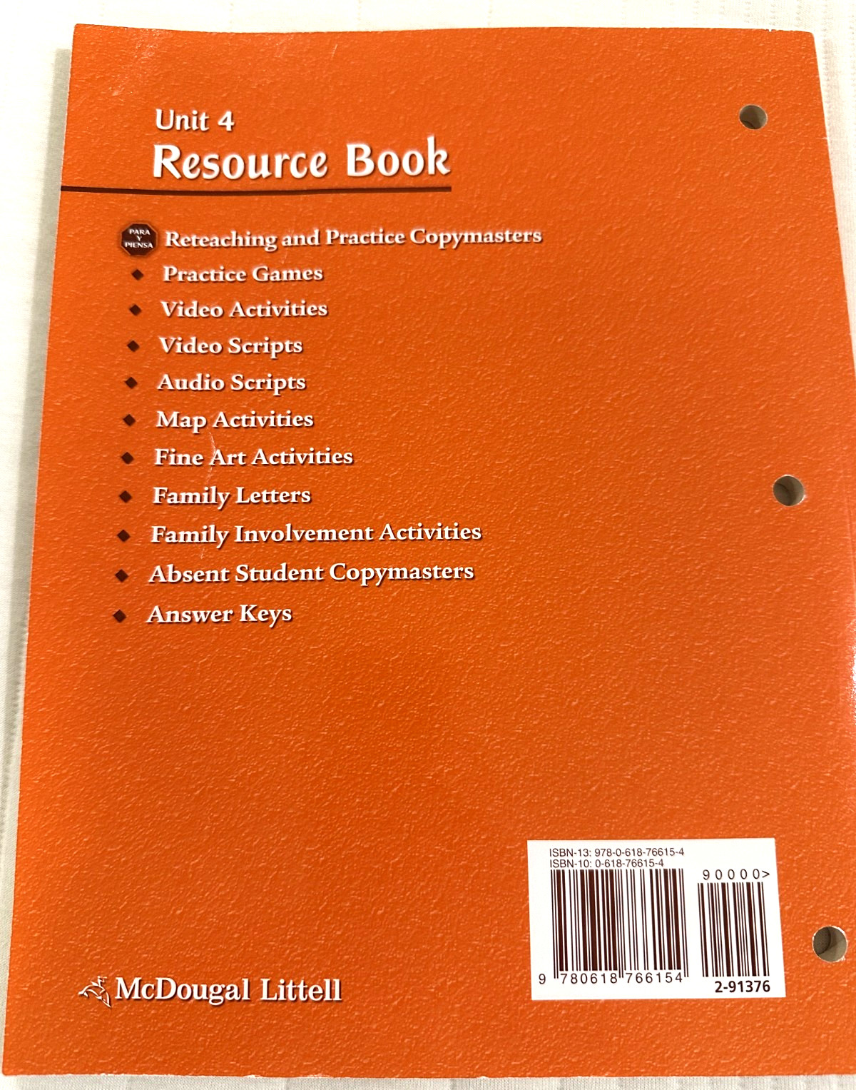Avancemos! Unit Resource Book 4 Level 1 ((Spanish Edition)