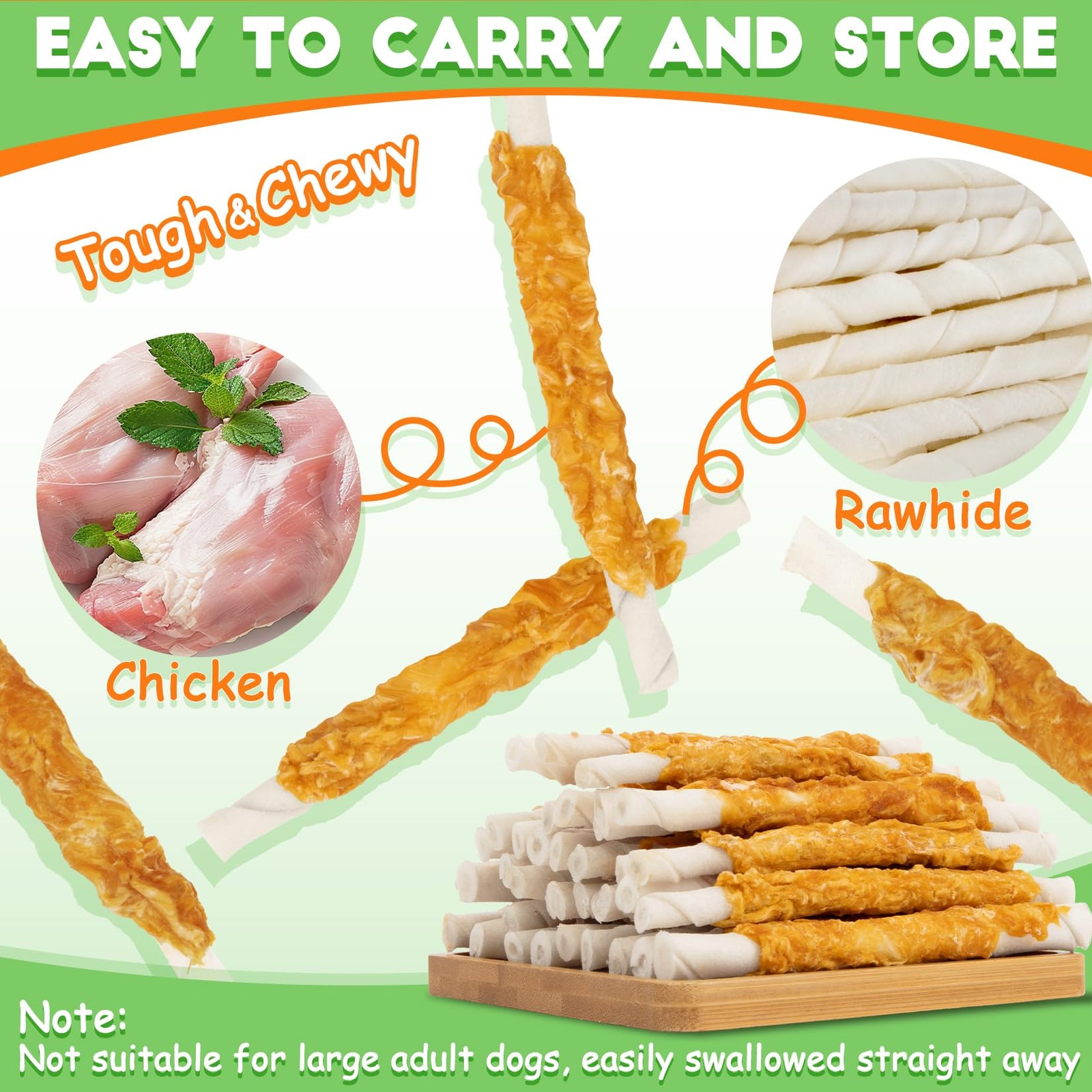 MAQIHAN Chicken Wrapped Rawhide Dog Treats – 15 Oz Hide 15 Ounce (Pack of 1)