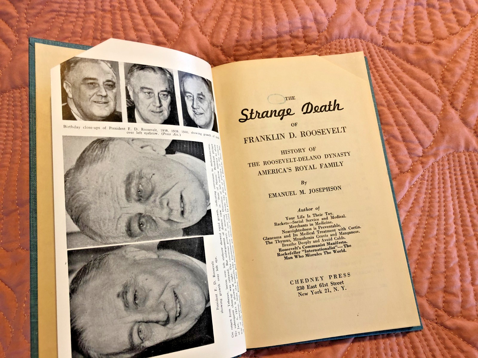 The Strange Death Of F. D. R. by Emanuel M. Josephson ILLUS. HB no DJ 1959