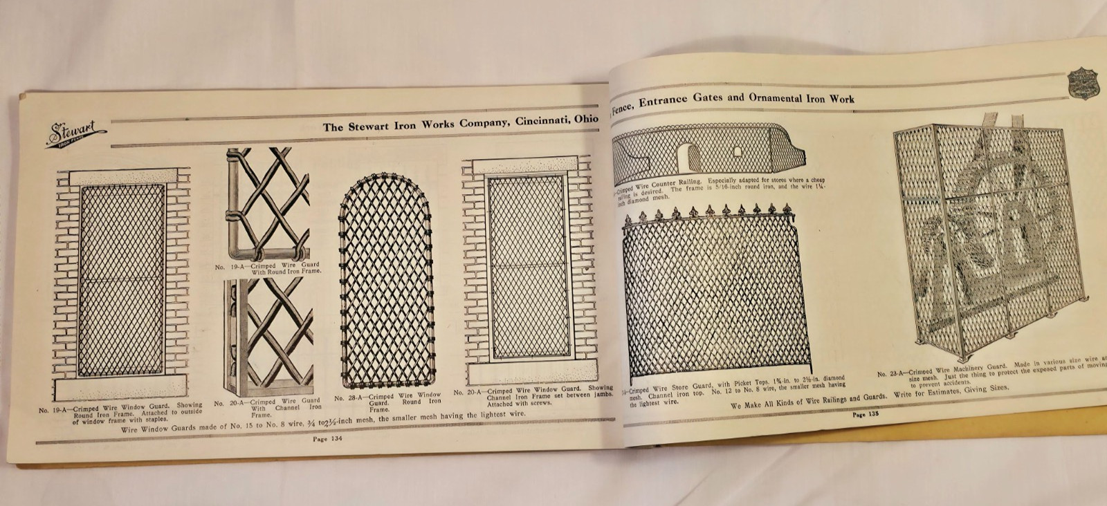 1917 Stewart Iron Works Catalog 50-A Fence Gates Ornamental Iron Cincinnati