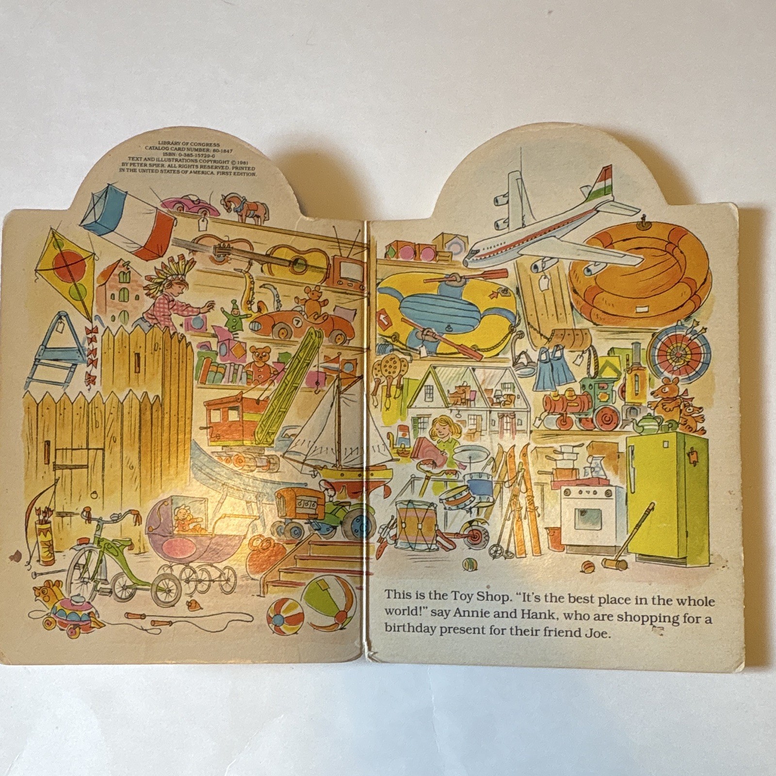 Peter Spier THE TOY SHOP Peter Spier’s Village Board Book shaped HC 1981