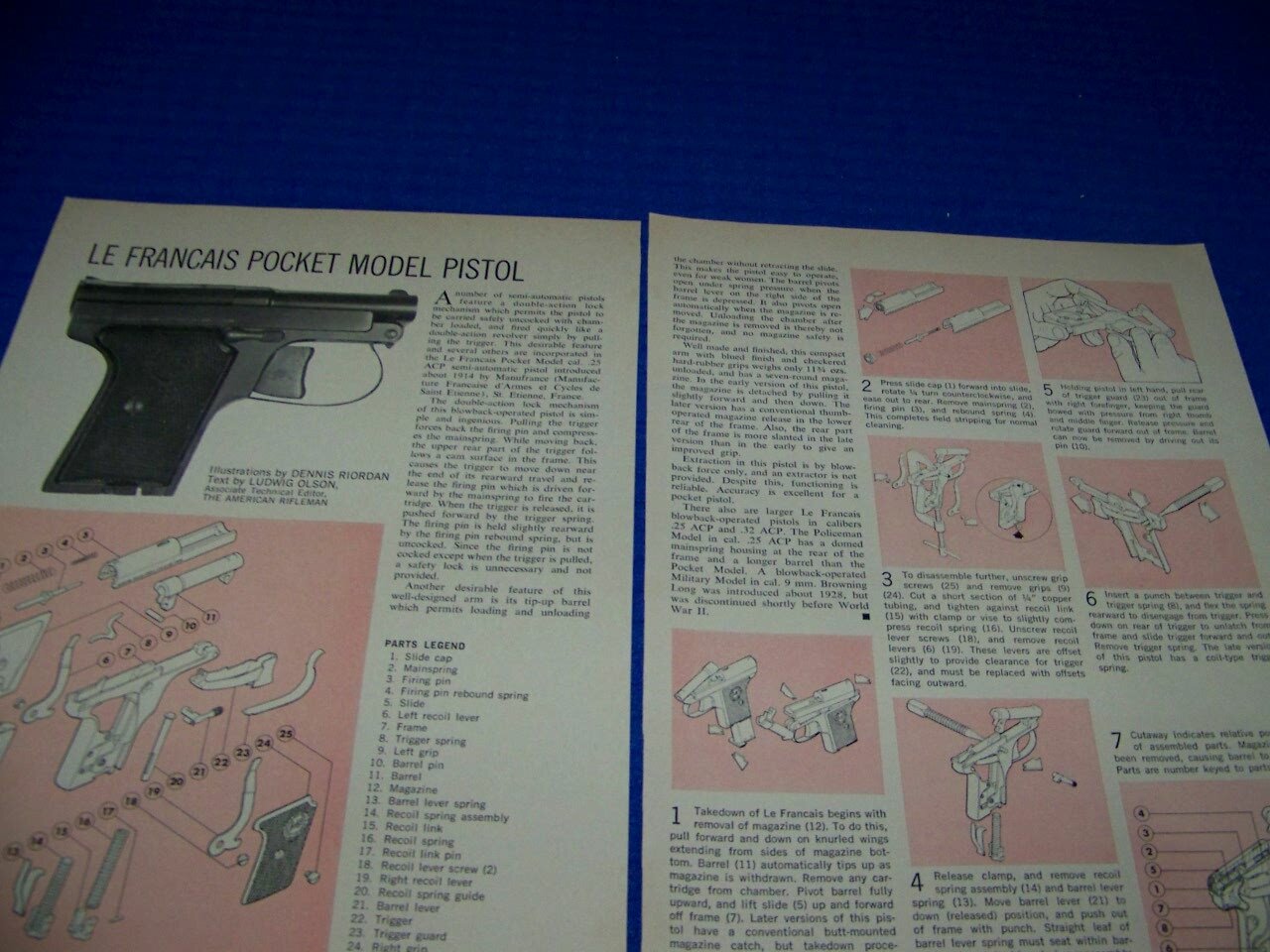 LE FRANCAIS POCKET MODEL PISTOL (.25)…DETAILS/EXPLODED VIEW (522CC)