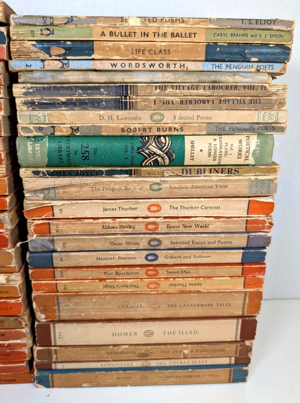 Vintage Penguin Books Lot 49 Orange White Paperback 1940-1960 Classic Literature