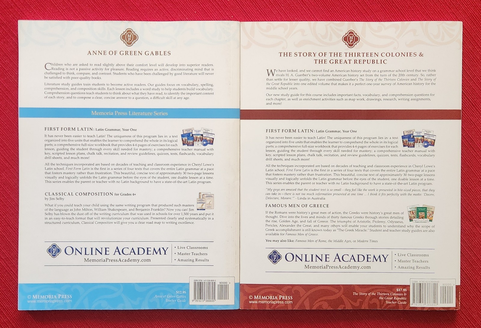 Memoria Press Homeschool Books Lot Teachers Guides Manuals Quizes Tests English