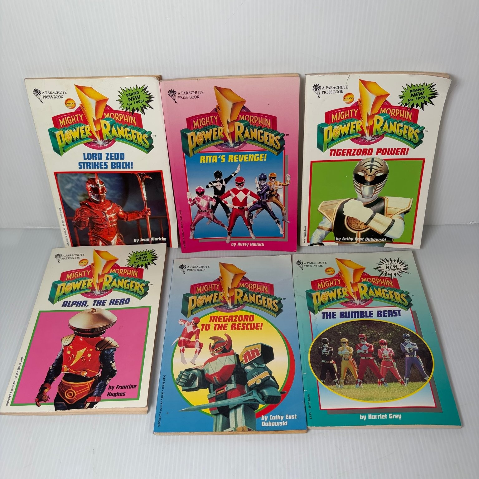 Mighty Morphin Power Rangers 6 Book Lot 1995 Grosset & Dunlap Vintage Kids