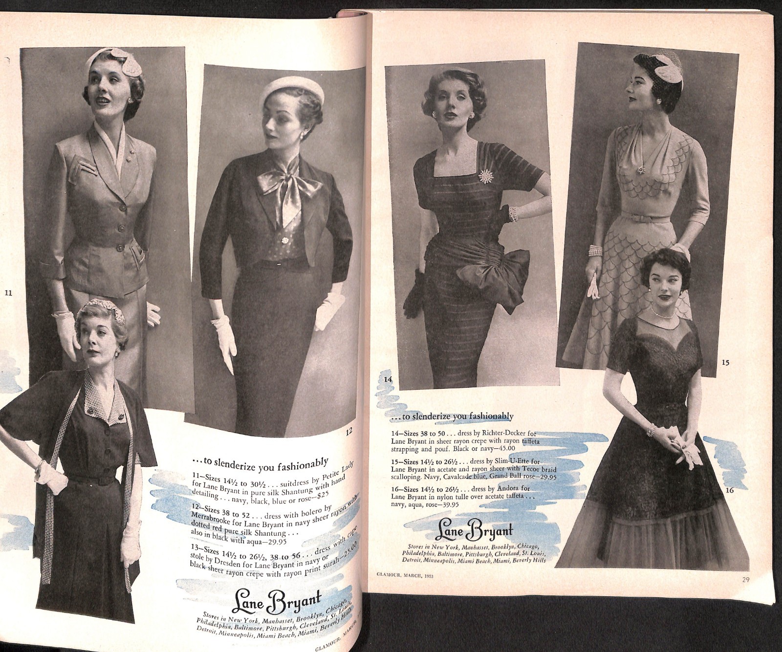 Rare Vintage Glamour Magazine March 1953 | Fabrics Fashions Jobs 188 pages