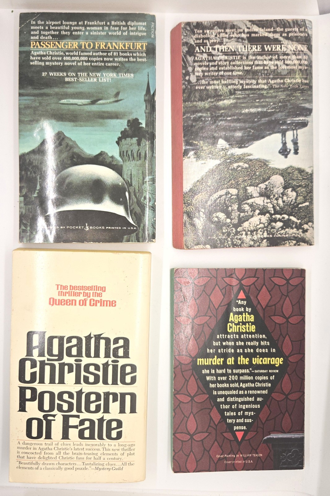 Lot of 4 Agatha Christie Vintage PB Murder Vicarage Frankfurt None