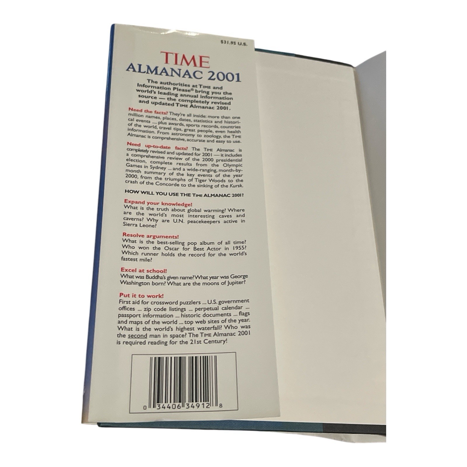 Time Almanac 2001: With Information Please Hardback 1040 Pages
