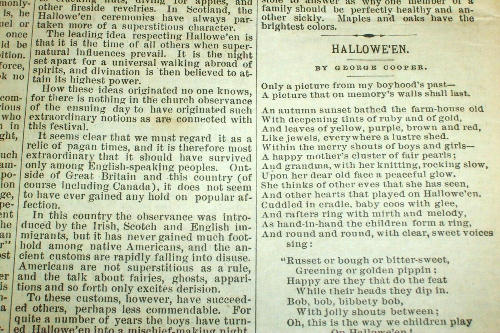 1889 Story Paper Children Halloween Games Astrology Fortune Telling Microscope