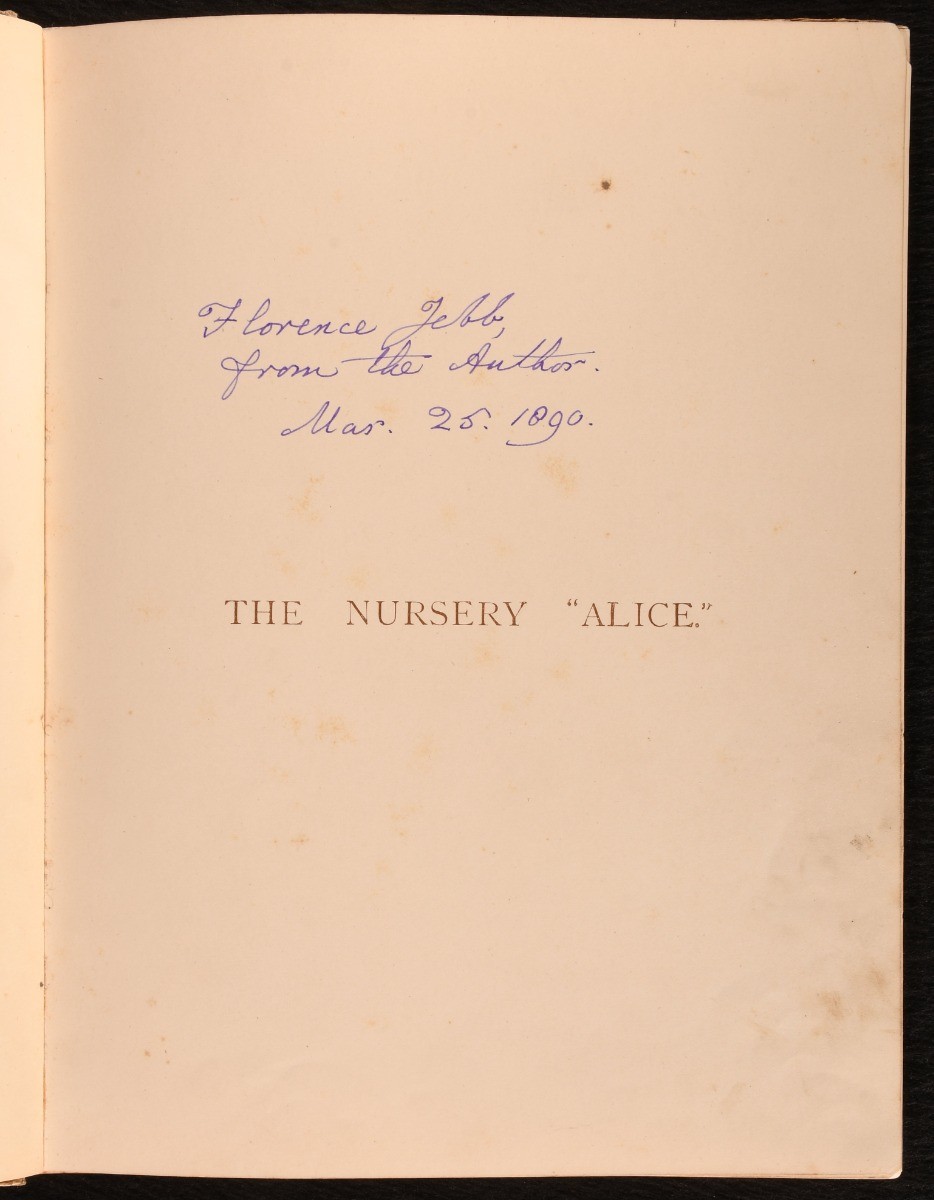 1890 The Nursery “Alice” Lewis Carroll Signed Presentation Copy First Edition…