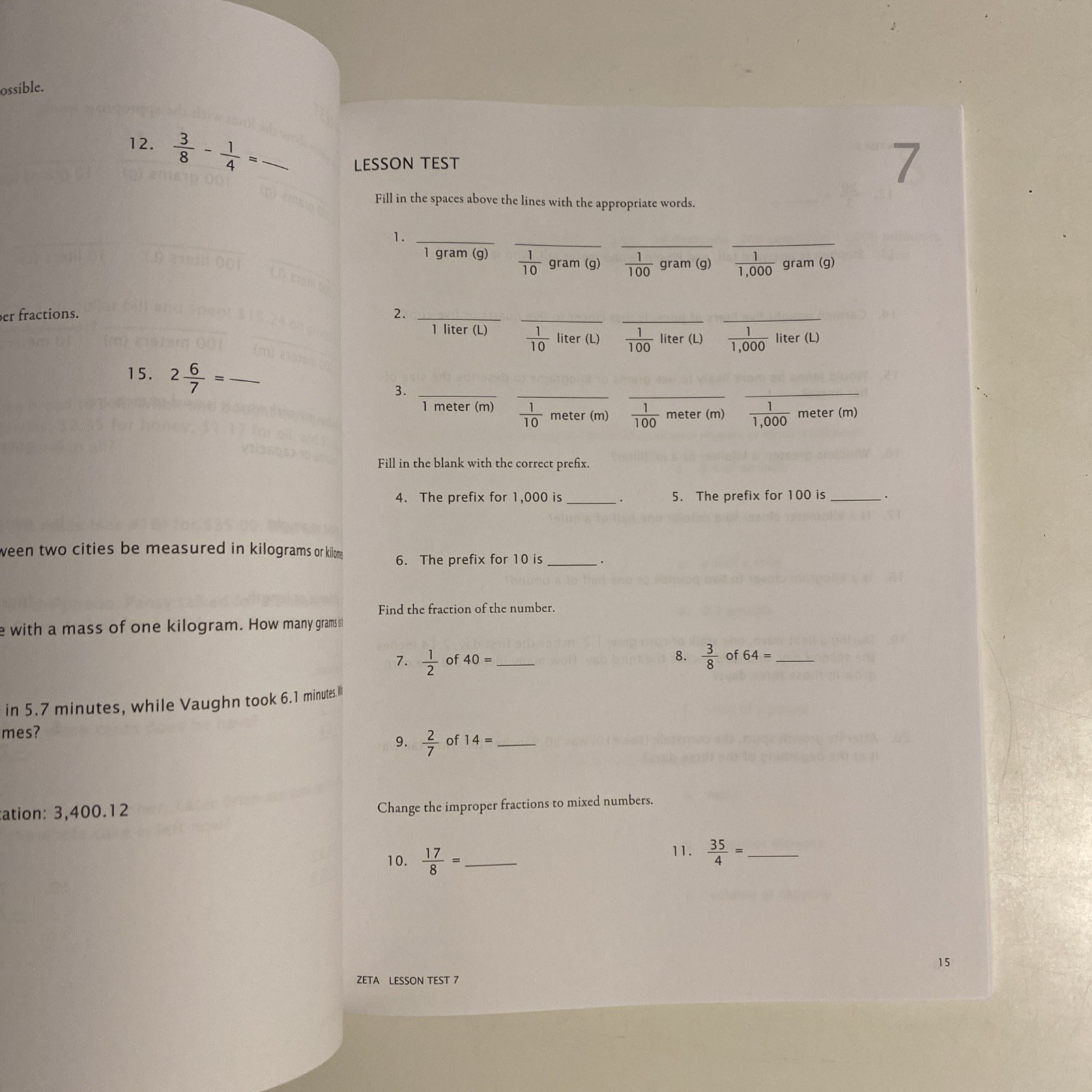 Math-U-See Zeta Decimals and Percents-Tests and Student Workbook