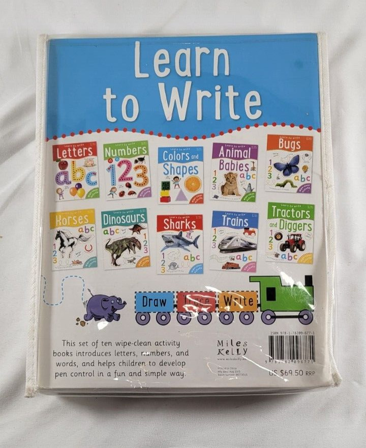 Miles Kelly Learn To Write Wipe Clean 10 Activity Books Children Pack Paperback