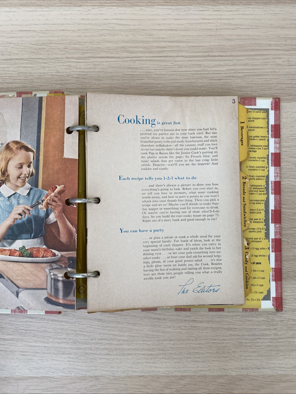 Better Homes and Gardens Junior Cook Book 1955 First Edition 3-Ring HC Binder