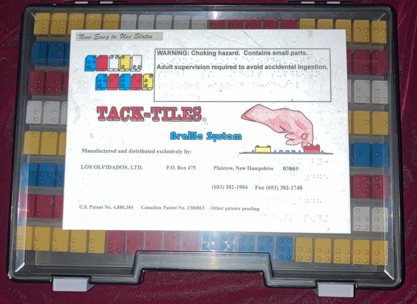 Tack-Tiles Braille System Set with case Blind Education Reading