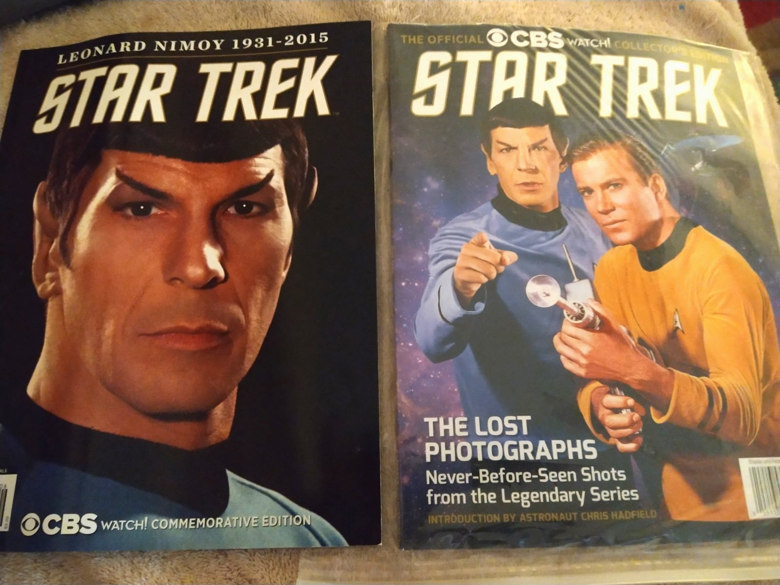 STAR TREK Leonard Nimoy SPOCK & Captain Kirk CBS Magazine 2pc set NEWS STAND