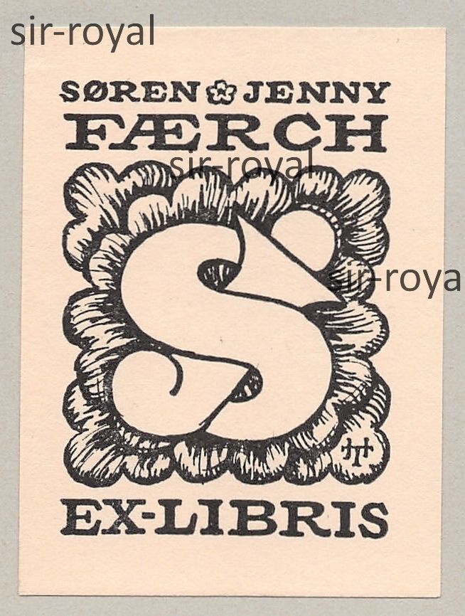 HANS TEGNER – Exlibris für Sören & Jenny Faerch – Dänemark ~5x7cm