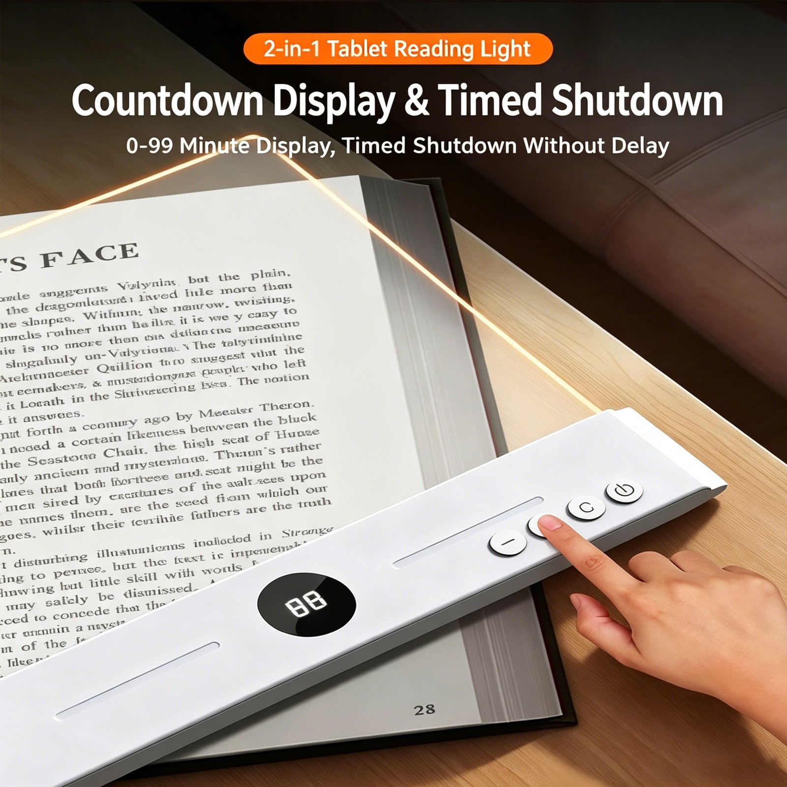 LED Book Reading Light & Night Light 2-in-1 | USB Rechargeable | 3 Color Modes