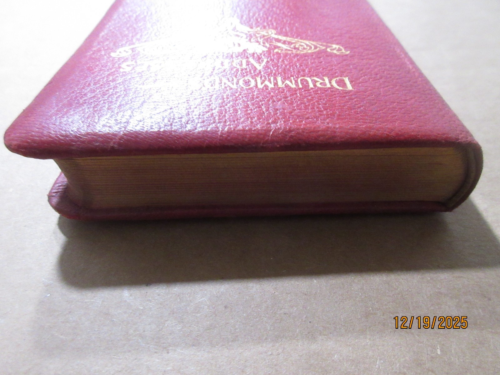 Antique Red Leather Cover w/ Gold Gilt Pages Book Henry Drummond’s Addresses
