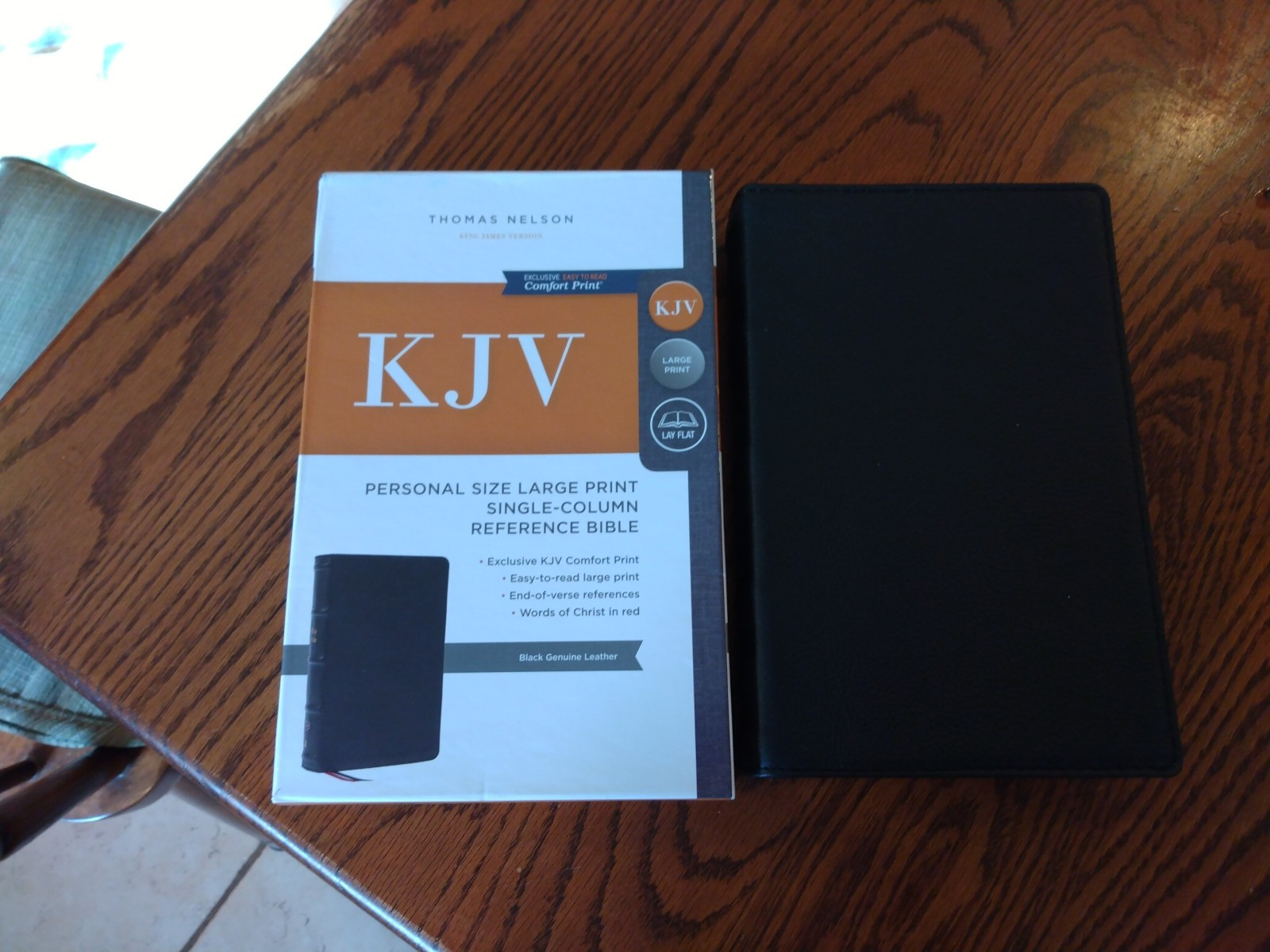 KJV Personal Size LARGE PRINT Reference Bible Genuine Bk Leather~ Retails 109.99