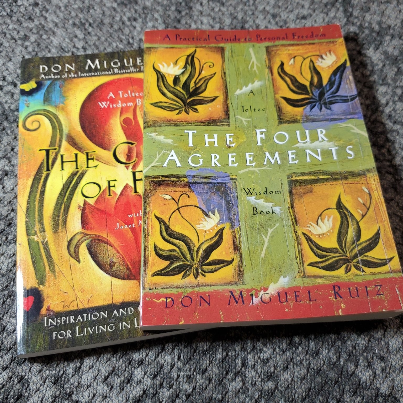Four Agreements & The Circle of Fire Don Miguel Ruiz 2001 Toltec Wisdom Book Lot