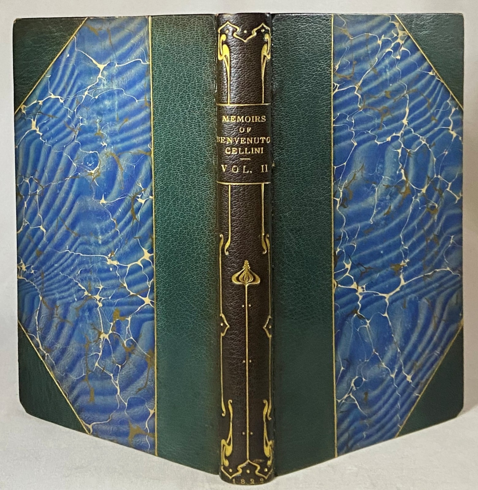 1822 LIFE OF BENVENUTO CELLINI Art Nouveau ZAEHNSDORF BINDING Fine Leather Books