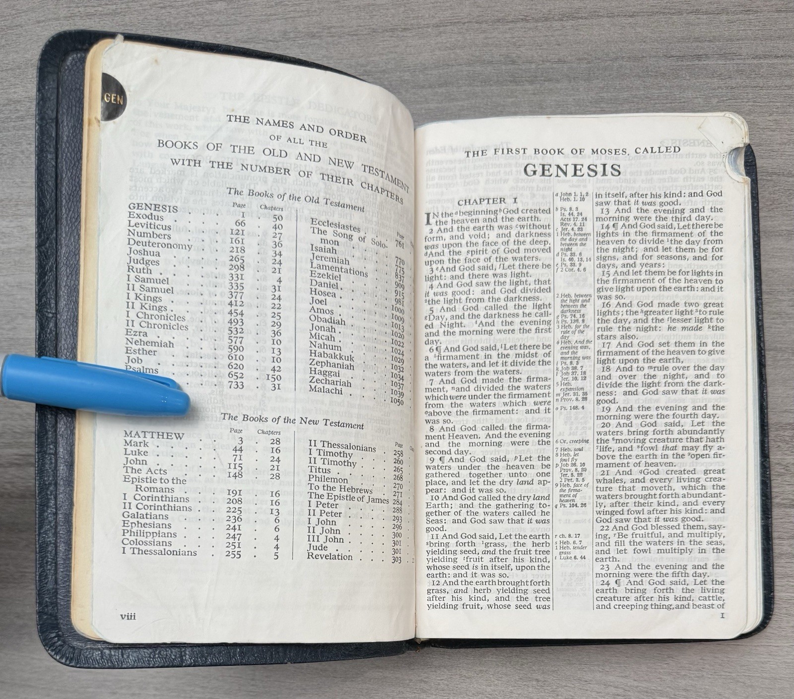 RARE 1963 Compact Harper BLUE MOROCCO Leather KJV Bible Eyre Spottiswoode 2400X