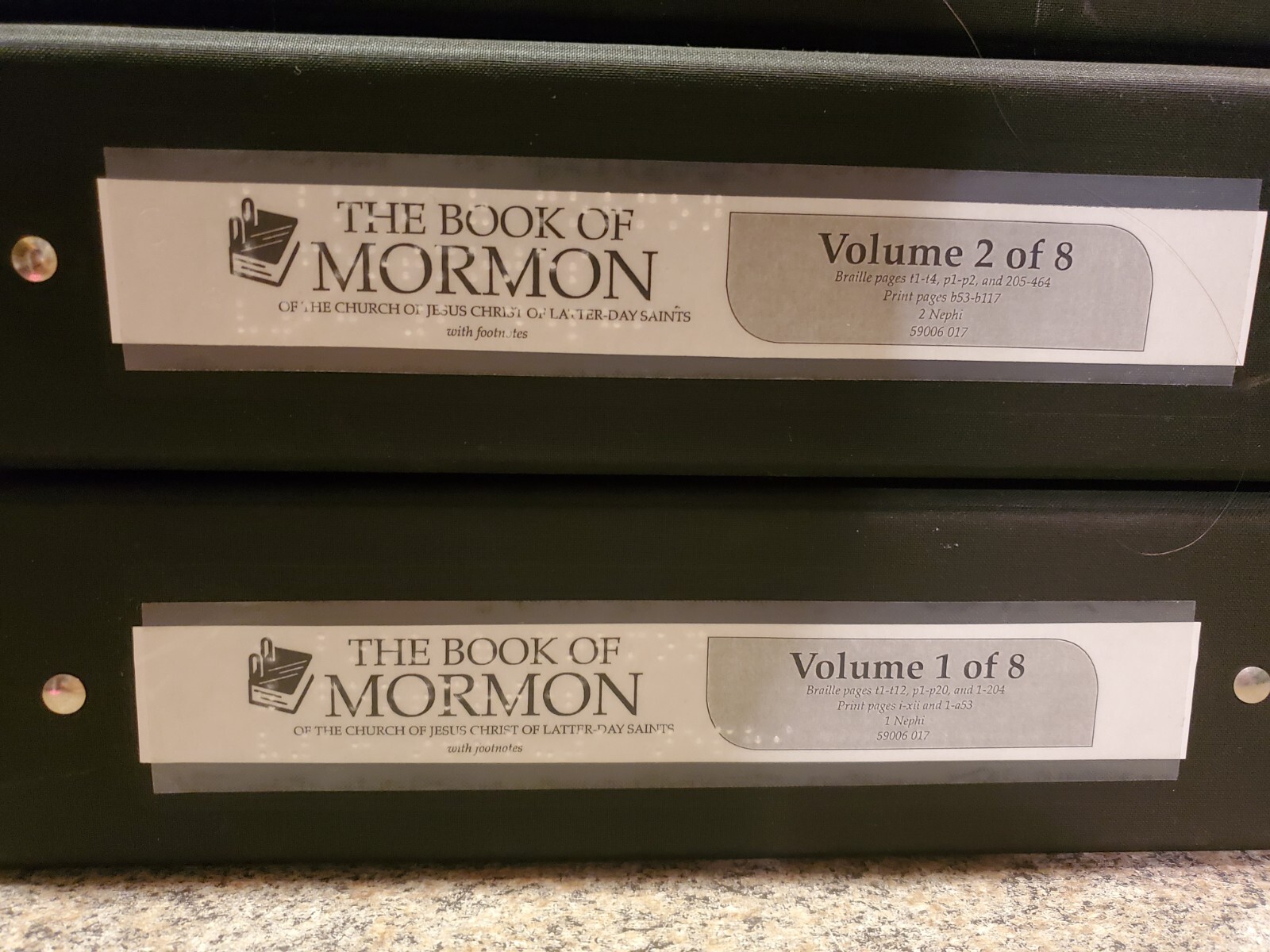 Braille Book of Mormon Scriptures bound binders 1-8 LDS SALT LAKE UTAH
