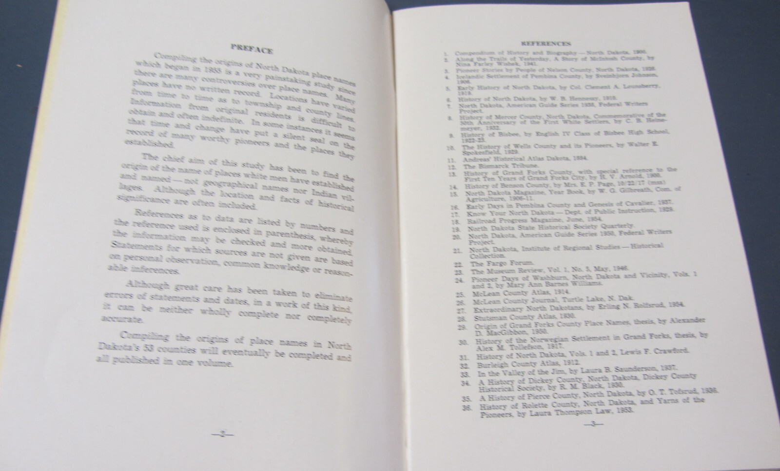 Origins of North Dakota Place Names Mary Ann Barnes Smith 1961 39 pages VG
