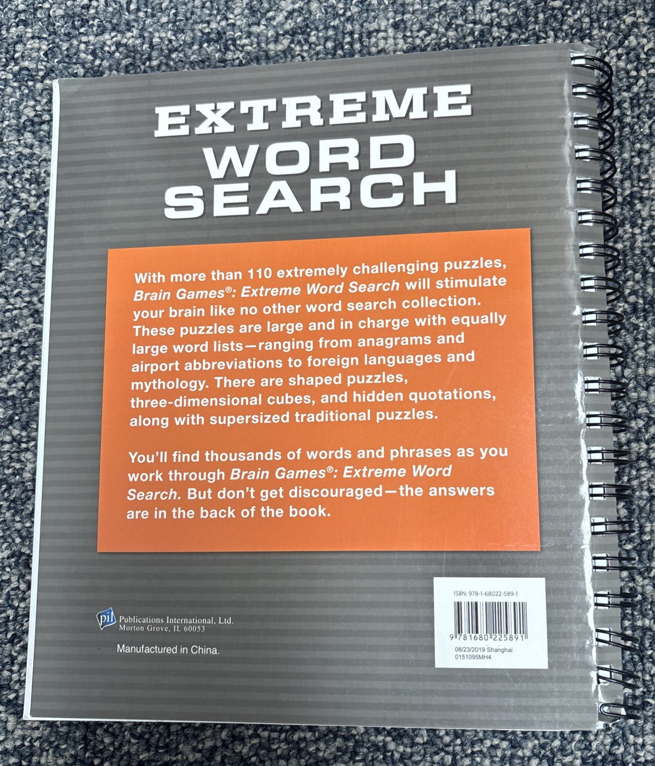 Brain Games – Extreme Word Search (256 Pages) (Spiral Bound, Comb or Coil)